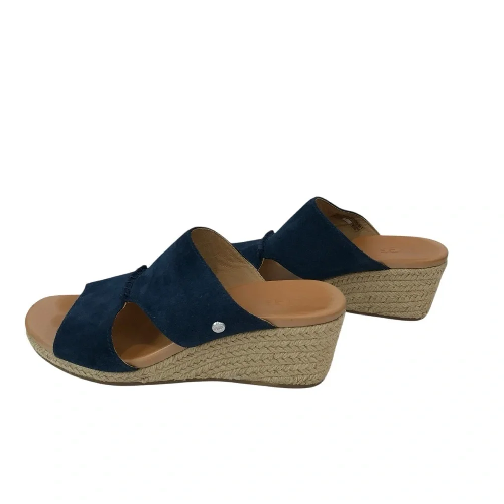 UGG Navy Suede Wedge Slide Sandals